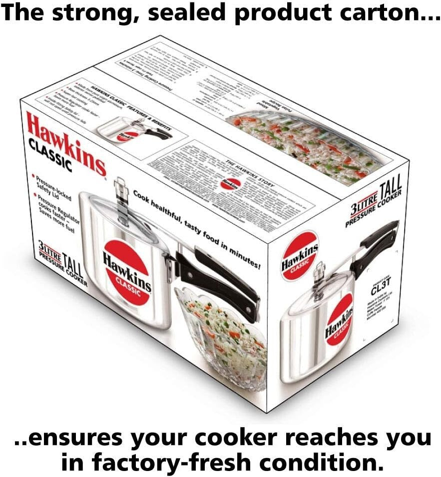 Hawkins Classic Tall Pressure Cooker, 3 Litre Capacity  Free Shipping